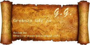 Greksza Géza névjegykártya